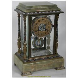 French Onyx & Champlevé Crystal Regulator