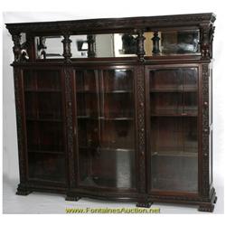 Attr. R.J. Horner Winged Griffin 3 Door Bookcase