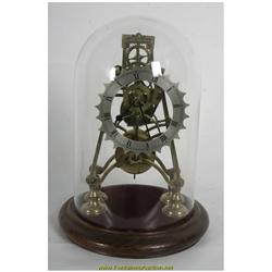 FUSEE SKELETON CLOCK UNDER DOME