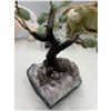 Image 4 : 6.2 X 6  INCH GREEN AVENTURINE BONSAI TREE WITH AMETHYST BASE