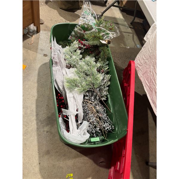 Christmas crafting greens with Rubbermaid bin and Lid