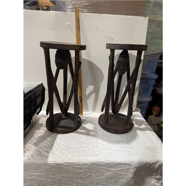 Antique carved plant stands