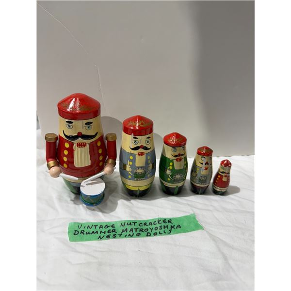 Vintage Nutcracker drummer MATROYOSHKA nesting dolls