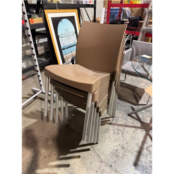 Five stacking chairs