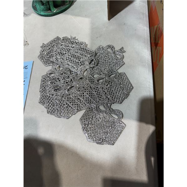 Silver presents Christmas ornaments