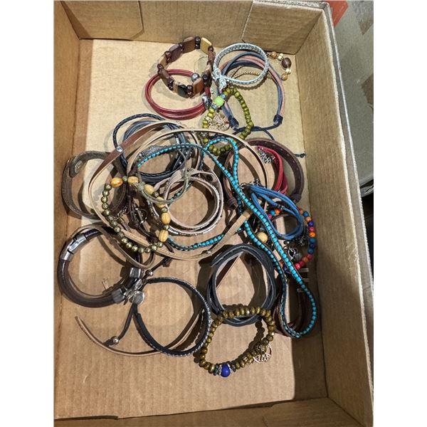 Lot of leather/wood bracelets