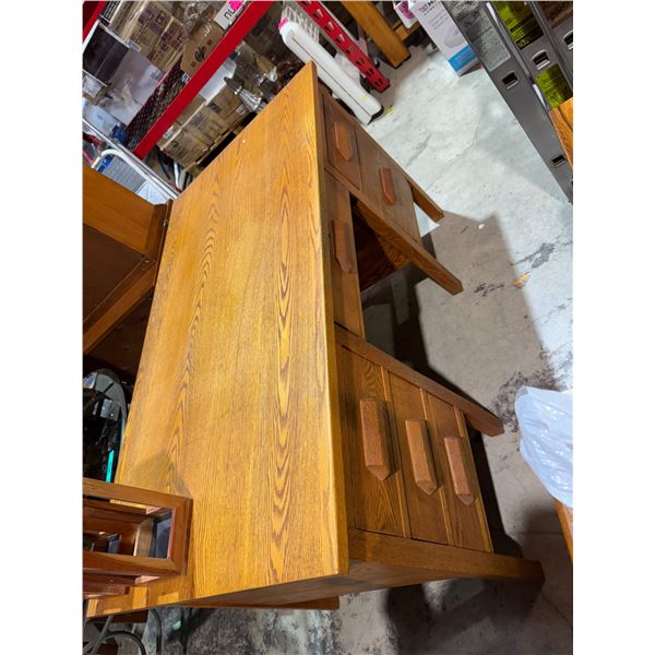 Solid oak desk measures 30" x 54" x 30"