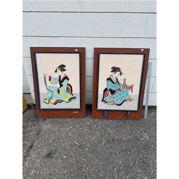 Hand painted on silk wall hangings