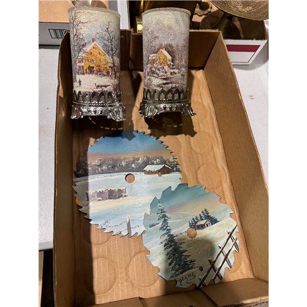 Candle Holder and sawblades hand paint
