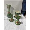 Image 1 : Japanese pottery items one candlestick has chips