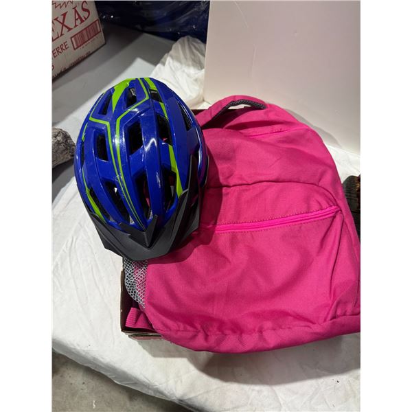 Backpack and helmet
