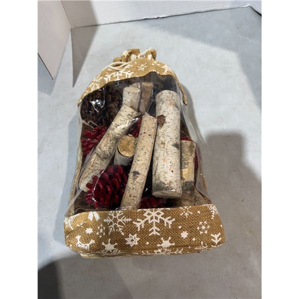 Decor sticks and pine cones