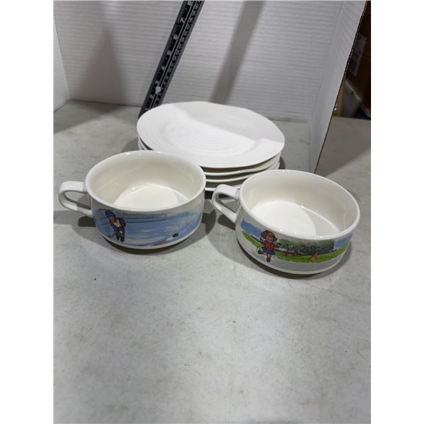 Soup bowls, and dishes