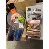 Image 1 : Splash guard, cups, beverage, pitcher, stone, microwave cooker, and tin