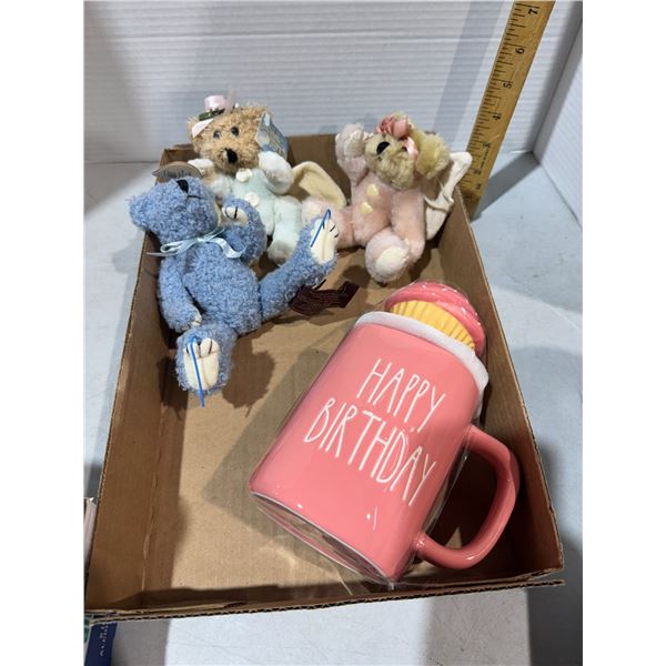 Happy birthday mug and small teddy bear