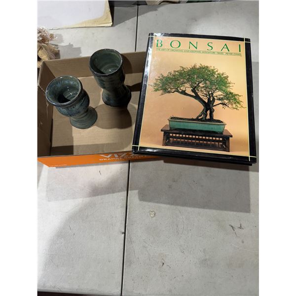 Bonsai book and pottery items