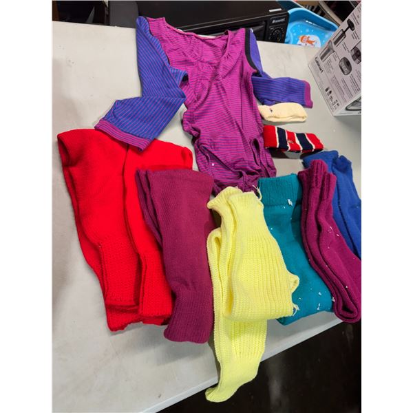 Vintage leg warmers, headbands, and bodysuit