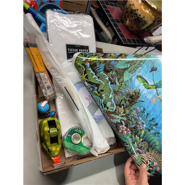 Tissue paper poster, pencils, tape