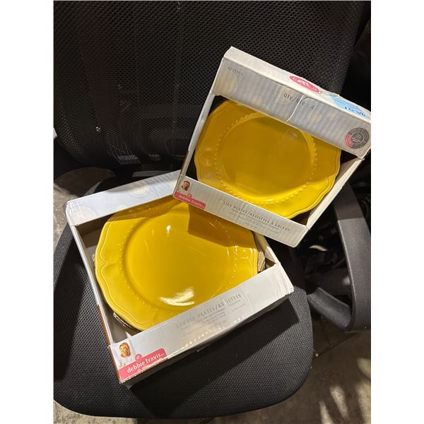 Debbie Travis, dinner plates and side plates yellow