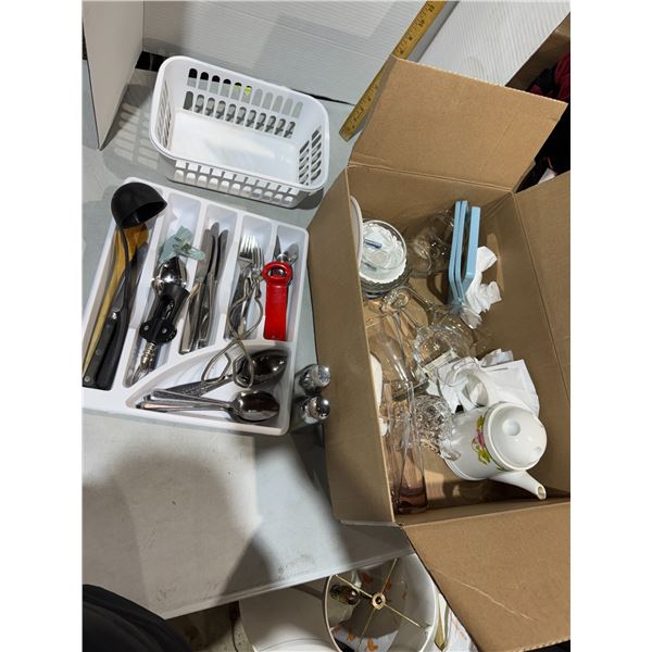 Kitchen, utensils, and glasses, etc.