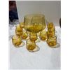 Image 1 : Vintage Amber glass Punchbowl, and 12 cups
