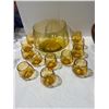 Image 2 : Vintage Amber glass Punchbowl, and 12 cups
