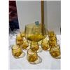 Image 4 : Vintage Amber glass Punchbowl, and 12 cups