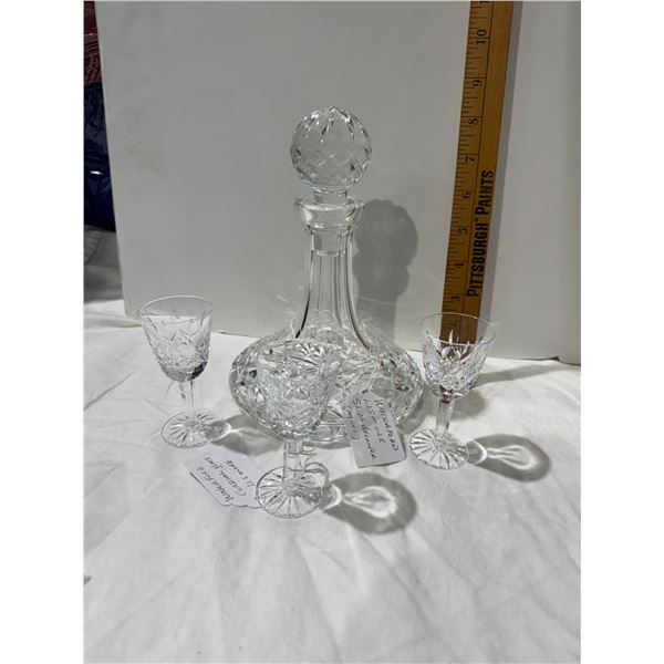 Waterford ships  decanter and Cordial glasses lismore