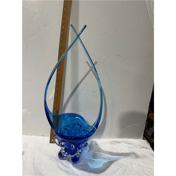 1970s Lorraine glass Canada 22 inch tall basket