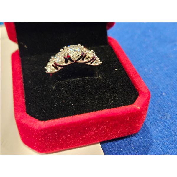 3.60ct Moissanite 5 stone ring- Size 6. See description