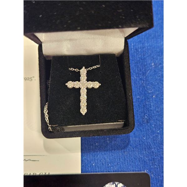 11 Moissanite stones cross oendant- see description