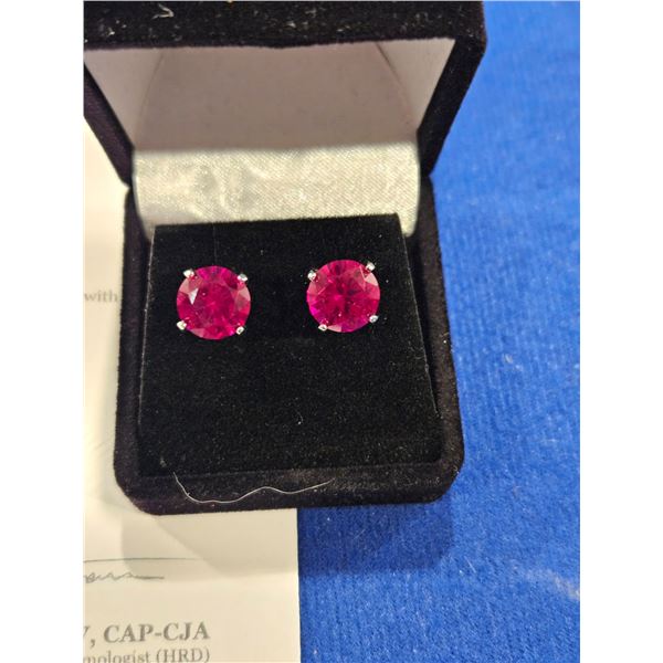 6.00ct synthetic ruby earrings- see description