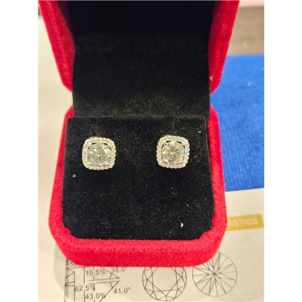 2.00ct bluish moissanite earrings- see description