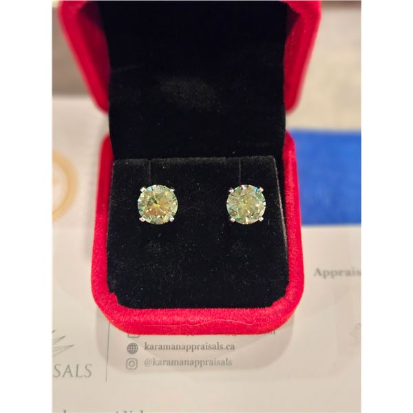 6.00ct bluish green moissanite earrings- see description