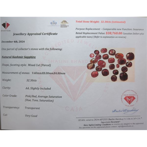 32.3 ct Certified Mixed Sapphire gemstone Parcel ($38,760 Appraisal)