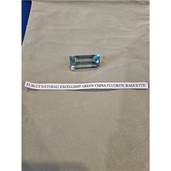 33.26 ct Natural Green China Flourite Baguette