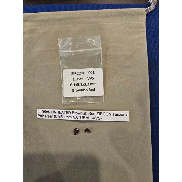 1.95ct Brownish Red Zircon Tanzania Pair