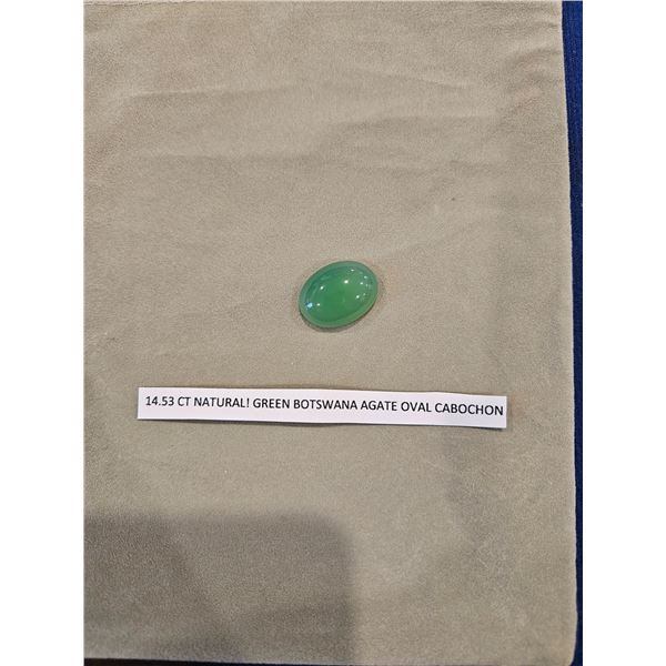 14.53ct Natural Green Botswana Agate Oval Cabochon