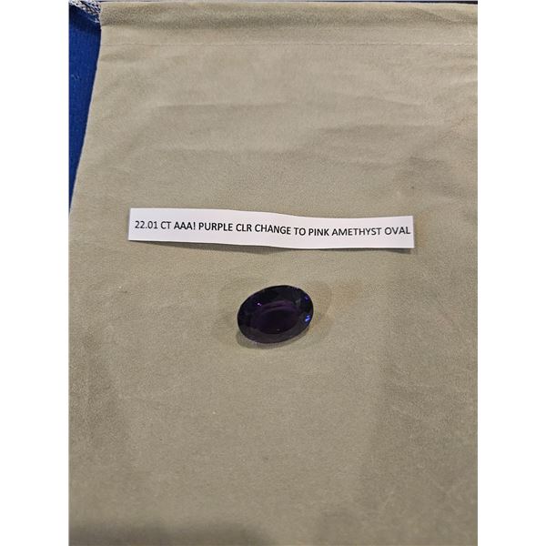 22.01ct AAA Purple clr change to pink amythest oval