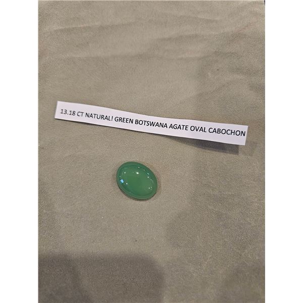 13.18ct Natural green botswana agate oval cabochon