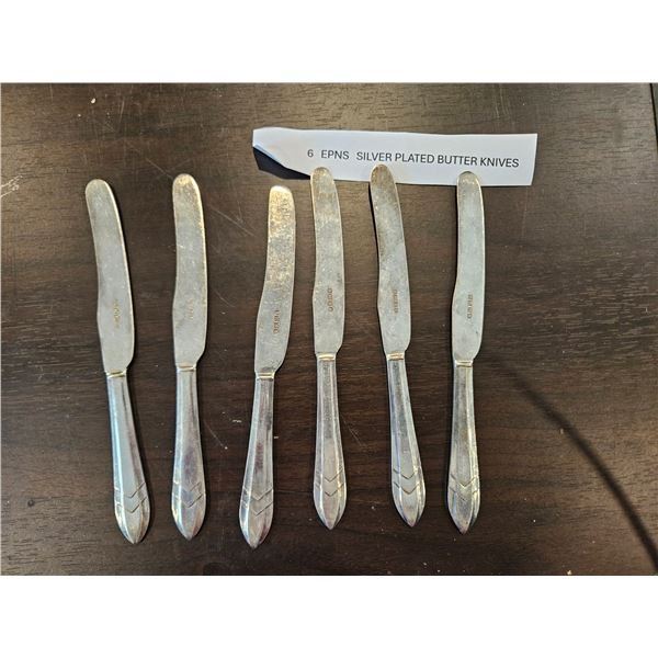 6 EPNS silver plated butter knoves