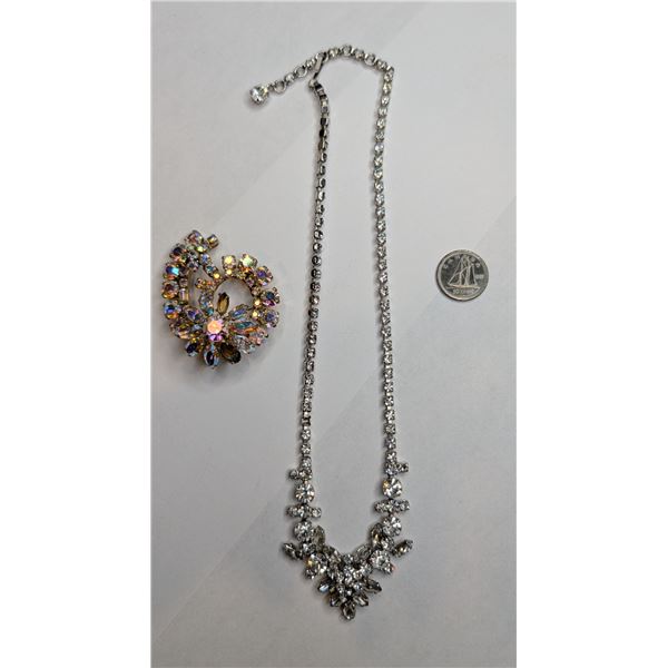 Sherman signed necklace and brooch - missing stone each
