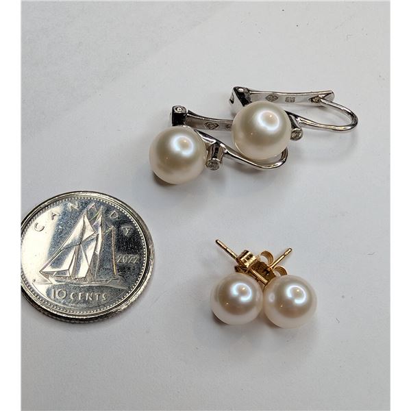 14k gold and pearl earrings two pair