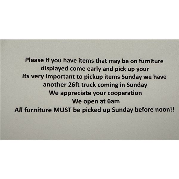 IMPORTANT PICK UP INFORMATION