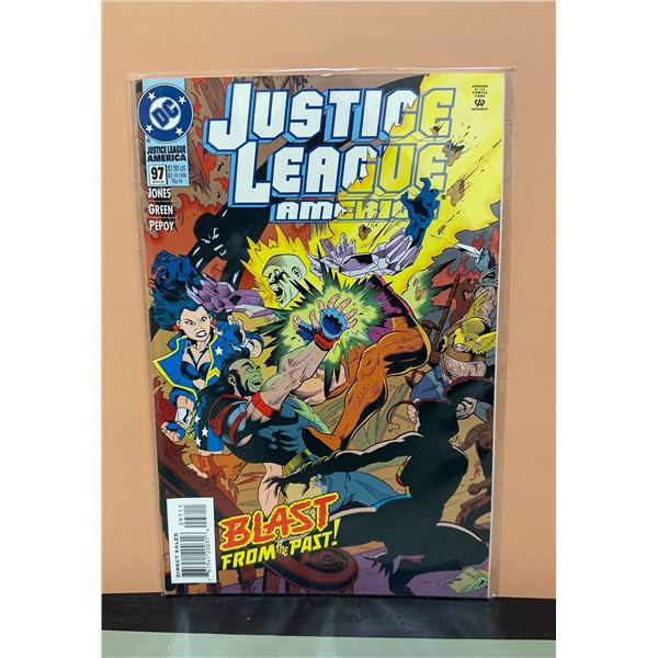 Justice League America #97 (DC, 1995) Blast From The Past! Nerf Max Force Ad