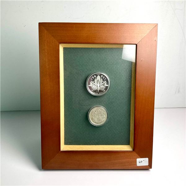 Framed Silver Dollar and 50-Cent Set