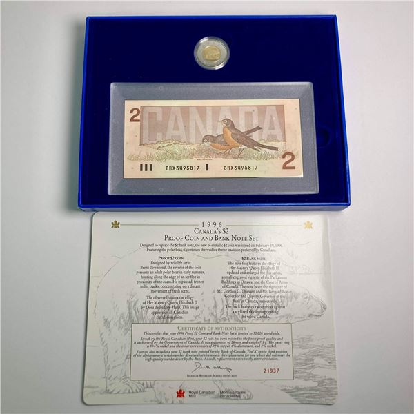 1996 Canada Proof $2 Coin & Banknote Set