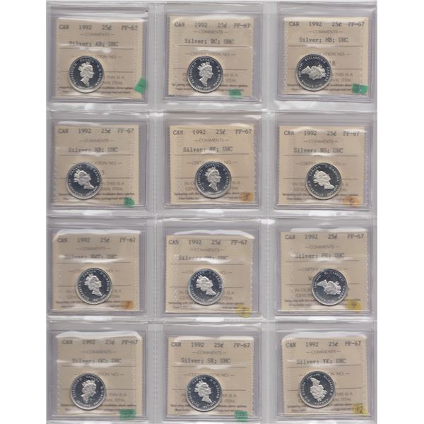 Set of 12 1992 Canada Silver Quarters