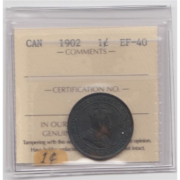 1902 Canada Large Cent ICCS EF40