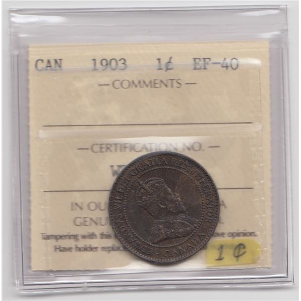 1903 Canada Large Cent ICCS EF40